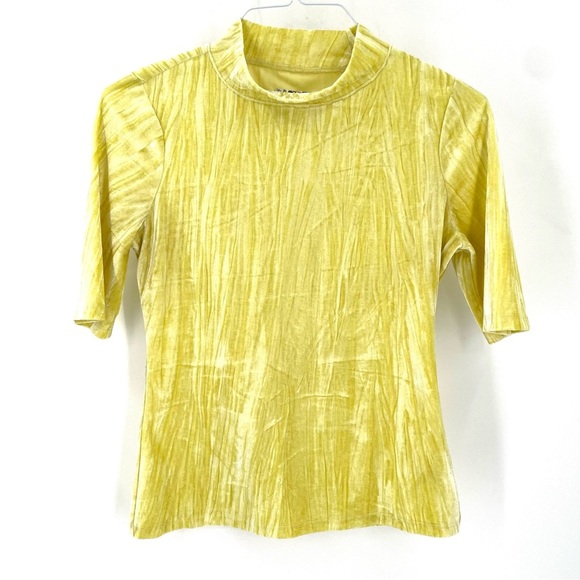 ANTHROPOLOGIE Pilcro Velveteen Mock Neck Chartreuse Blouse Top - Picture 3 of 8